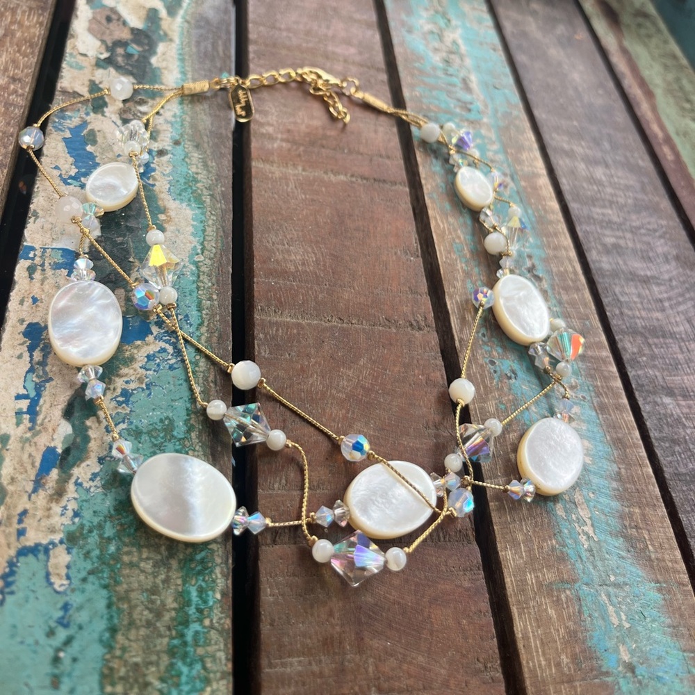 Dabby Reid Pearl & Crystal Necklace; 3 Strands